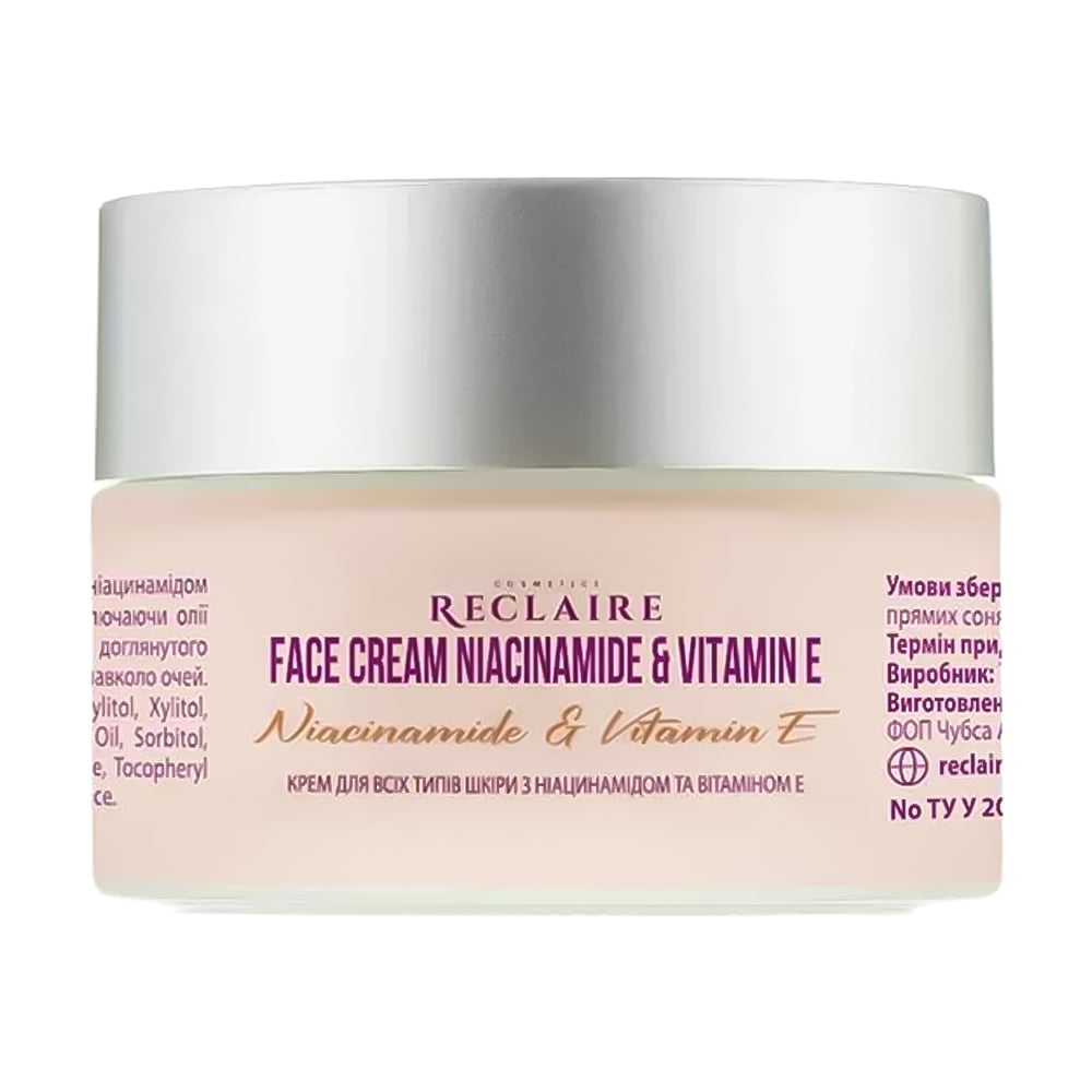 Крем Reclaire Face Cream для всіх типів шкіри обличчя, з ніацинамідом та вітаміном Е, 30 мл